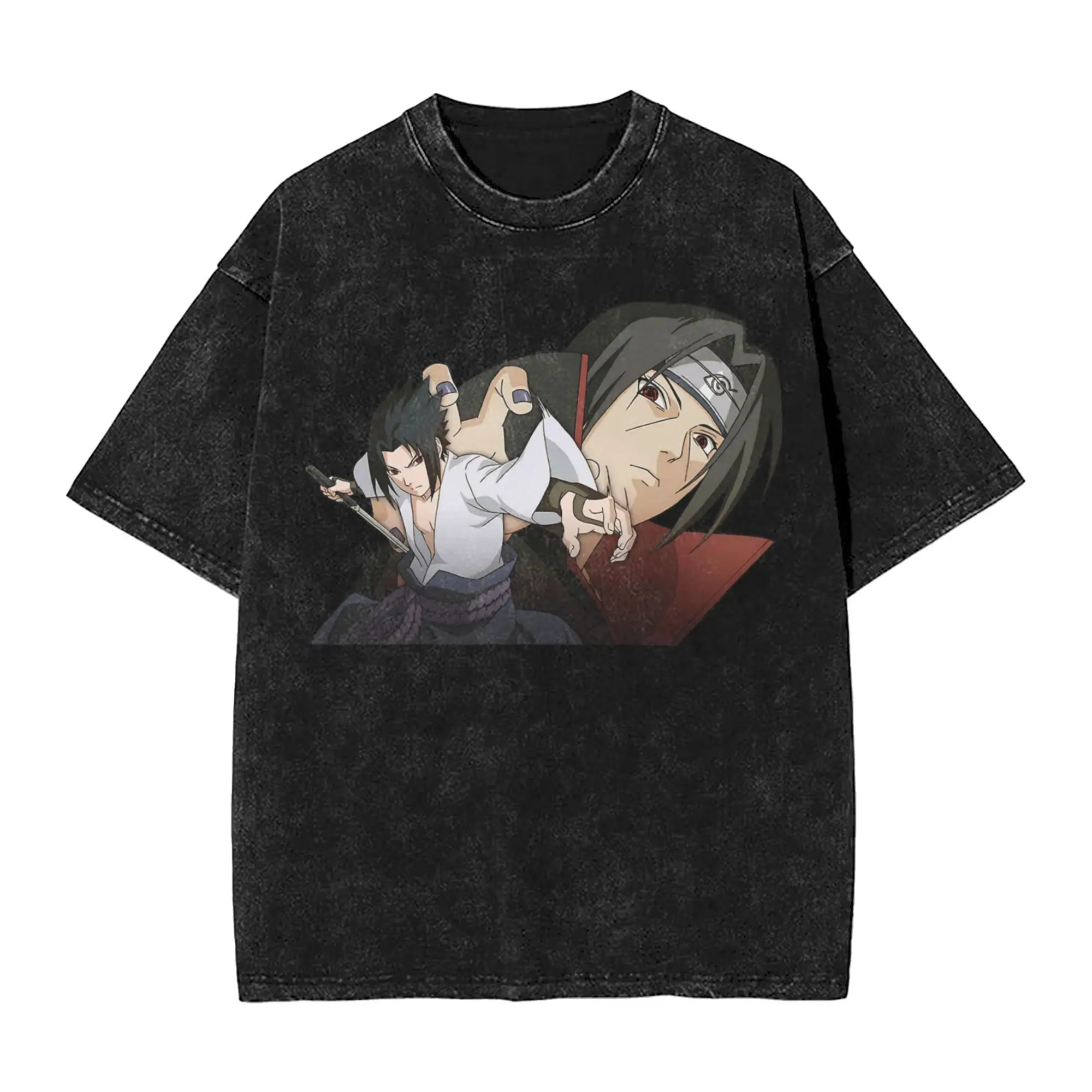 Cursed brotherhood Narutoes Anime Washed T Shirts Streetwear Hip Hop Cool T-Shirts Tees Men Women Short Sleeve Harajuku Summer