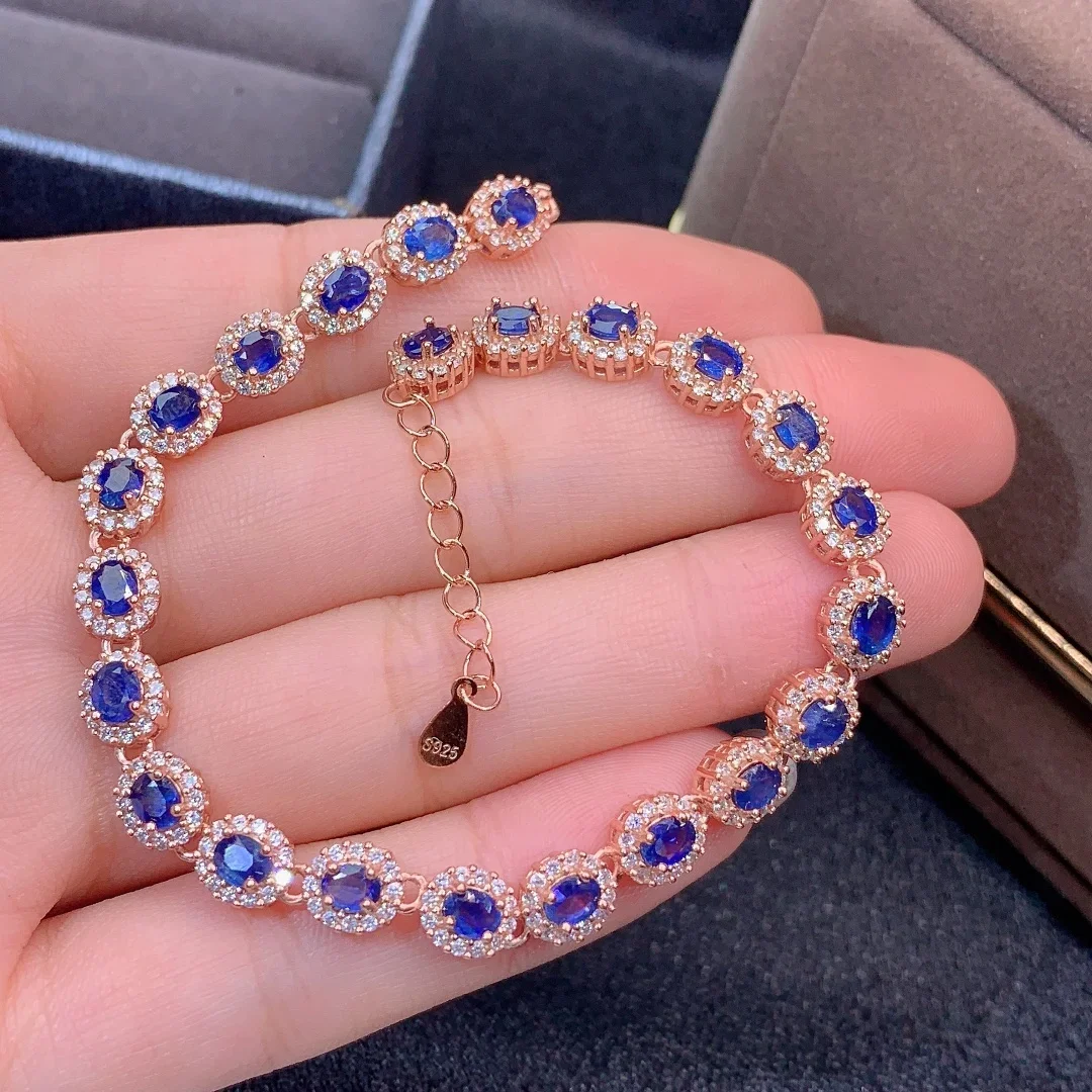 

Natural Sapphire New Luxury 925 sterling silver high definition bracelet Ladies Color Beautiful exquisite free mail