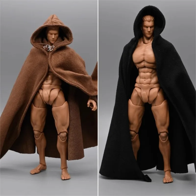 

1/12 Scale Trendy Soldier Accessory Black/brown Hooded Cloak with Iron Wire Clothes Model for 6'' Action Figures Body Doll Gift