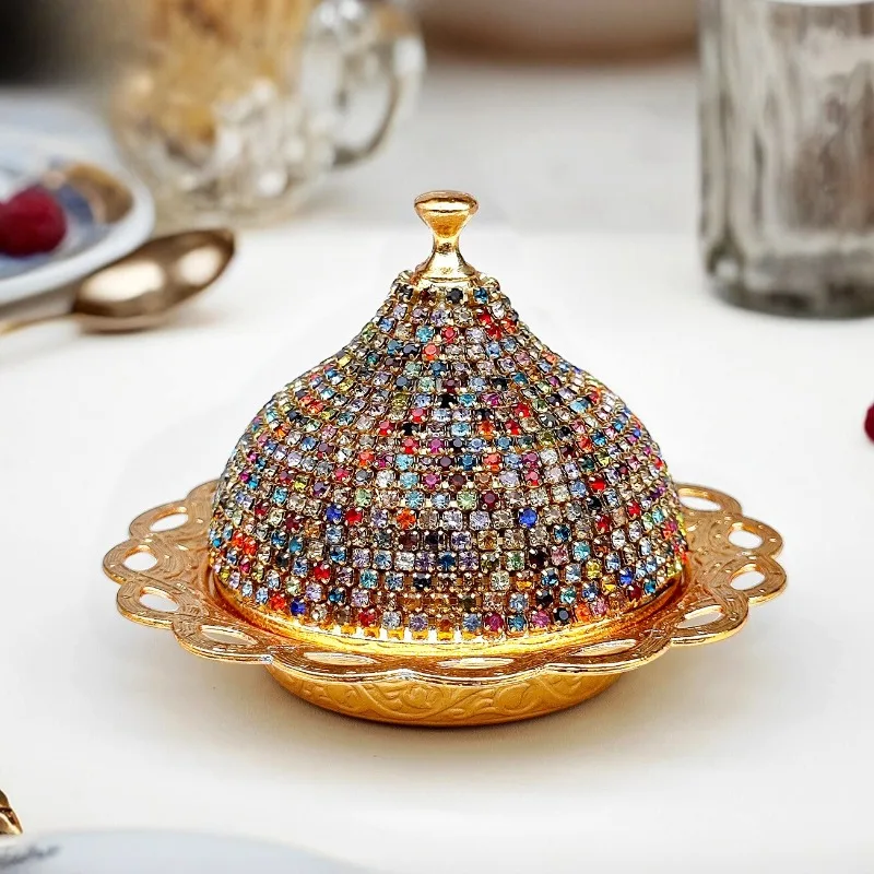 

Luxury Gold Coffee Sugar Handmade European Vintage Decor Container Royal Style Crystal Jar for Kitchen Dining Table Cafe Serving