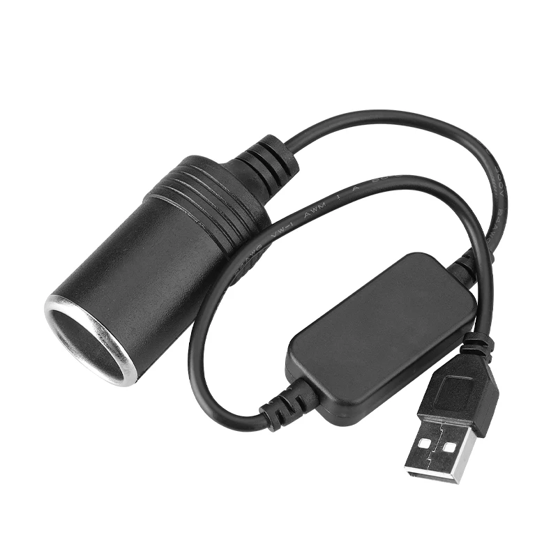 

USB A 5V To 12V Car Cigarette Lighter socket plug connector female Adapter 12W Max Charger Cable Auto Interior Accessories