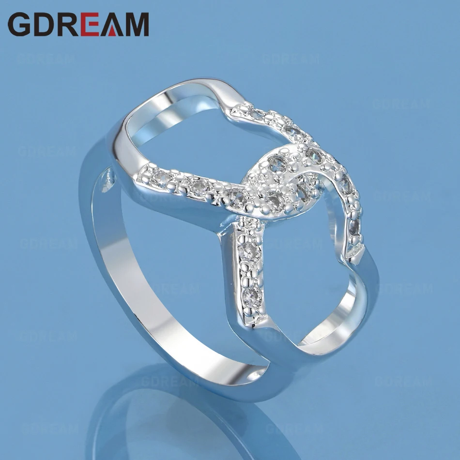 

GDREAM 925 Sterling Silver Double Heart Zirconia Ring Women'S Exquisite Cute Wedding Party Jewelry