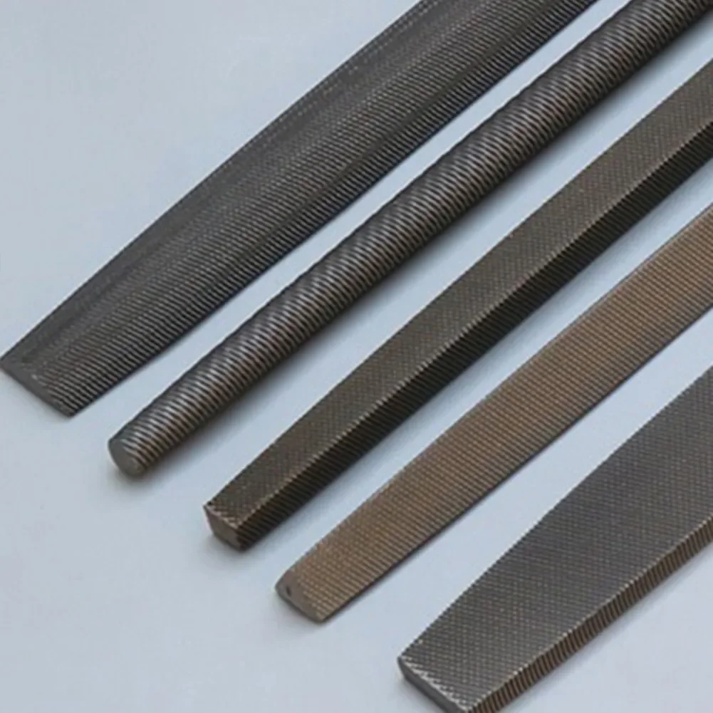 Metalworking Woodworking Industrial Steel File Set 5 Pieces 6-inch Flat File/Circular File/Half-Round File/Triangle File/Square