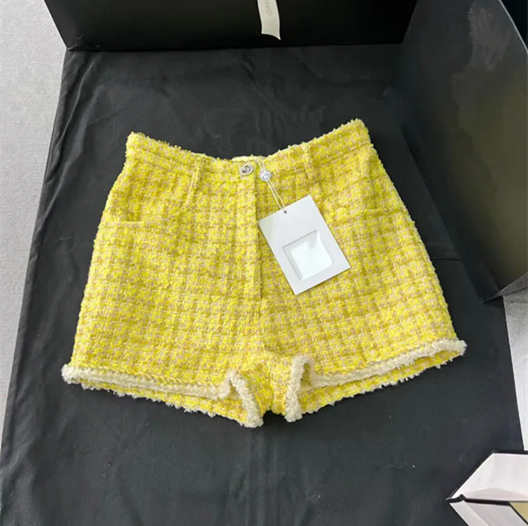 Customization European women's clothing - new styles for summer 2026 Long-sleeved yellow double-breasted fashion tweed coat