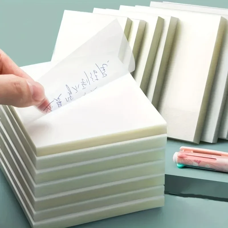 50 Sheets Transparent Sticky Note Pads  Self-Adhesive Writable Minimalist Memo Notepad School Office Supplies Stationery