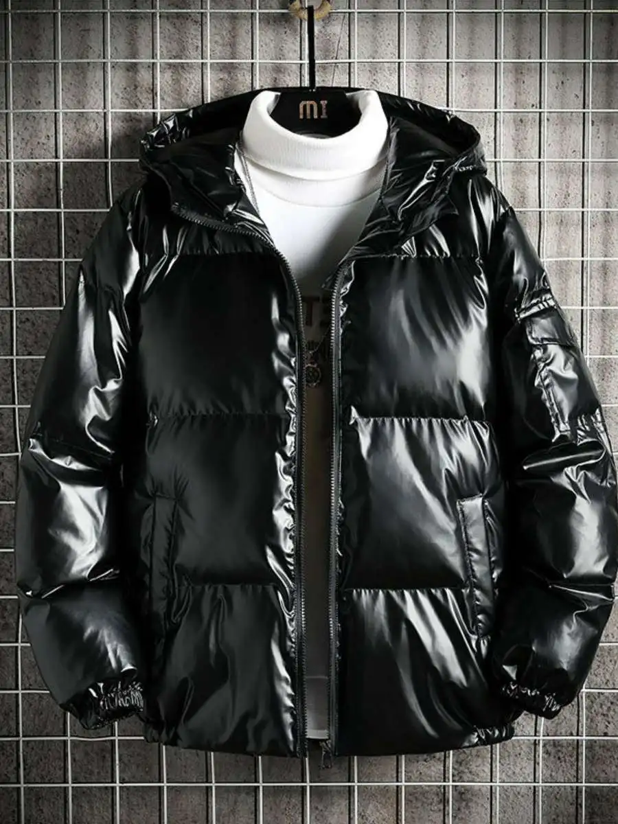 

Новое зимнее мужское хлопковое пальто Jaet Thiened Fce на подкладке, яркая поверхность, пальто большого размера с капюшоном, теплая повседневная одежда