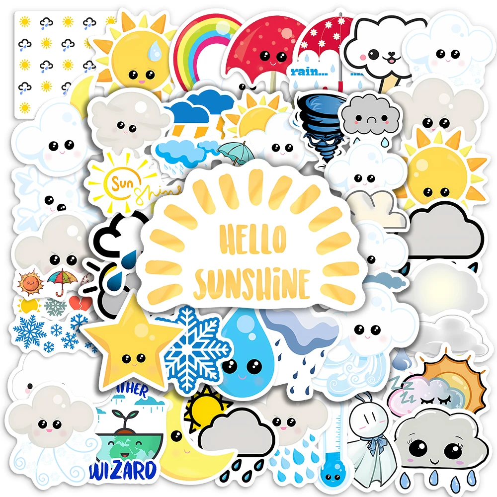 Lovely Cute Weather Stickers Simple Scrapbooking Decorative Adhesive PVC Waterproof Notebook Suitcase Laptop Fridg Kids Toy