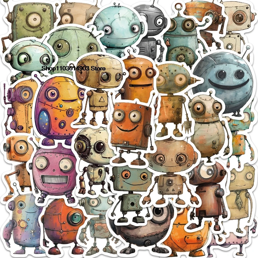 50PCS Cute Whimsical Robots Graffiti Sticker Creative Decoration Mobile Phone Laptop Computer water bottle Skateboard Sticker