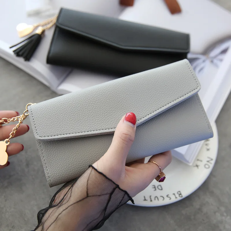 Fashion Women Wallets Simple Zipper Purses Black White Gray Red Long Section Clutch Wallet Soft PU Leather Money Bag Coin Burse