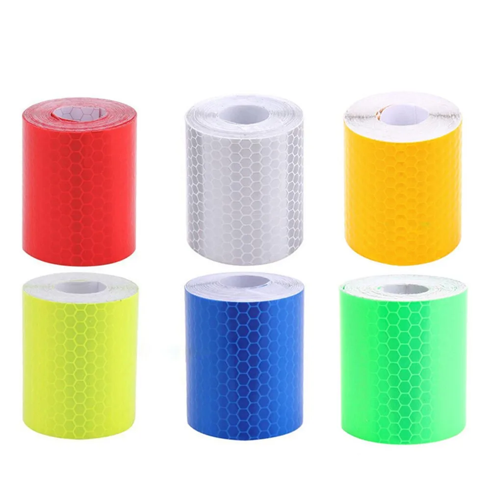 1pc 1Mx5cm Car Reflective Stickers Water Resistance Decoration Film Motorcycle Reflect Safety Strip White/red/yellow/blue/green