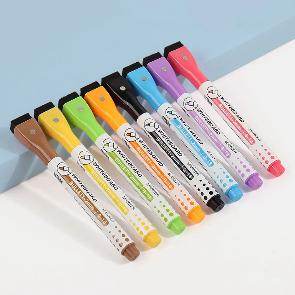 

8 Pcs Dry Erase Markers Whiteboard Pens Children Drawing 8 Colors Magnetic Erasable Tips Stable Plastic Safe Home Office Use