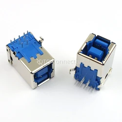 10-30pcs USB 3.0 Female B Type 9 Pin 9P DIP BF Right Angle PCB Connector For Printer Port