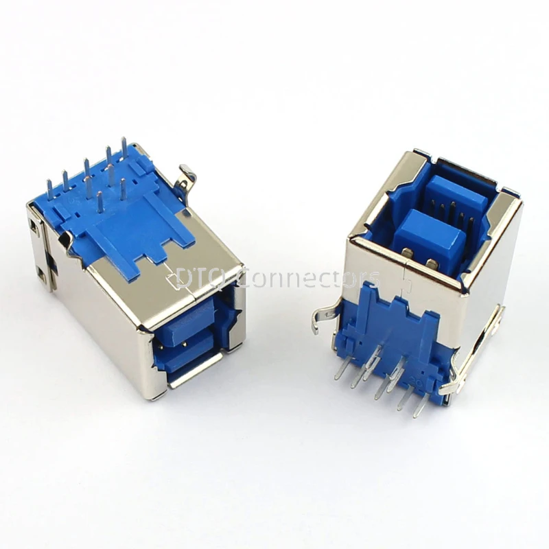 10-30pcs USB 3.0 Female B Type 9 Pin 9P DIP BF Right Angle PCB Connector For Printer Port