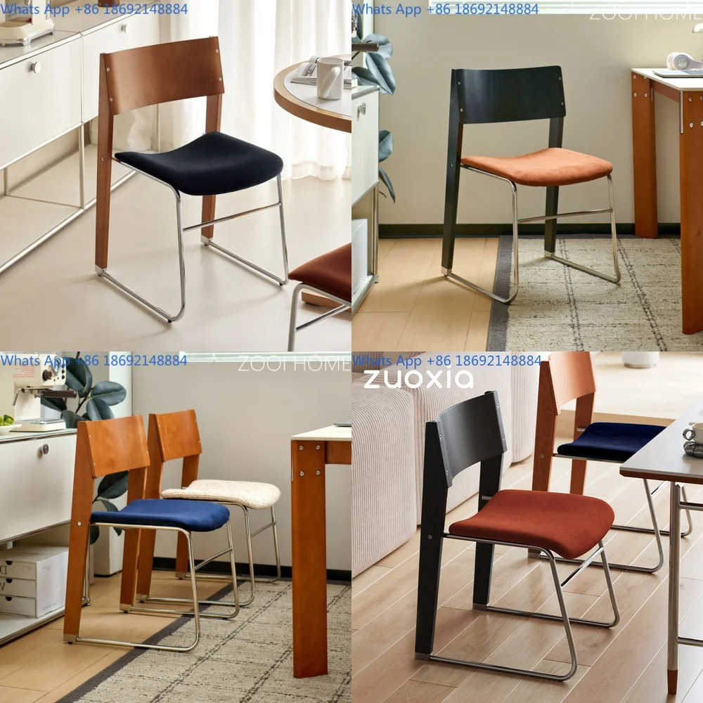 

Vintage Solid Wood Dining Chair Modern Simple Backrest Chair for Home Use