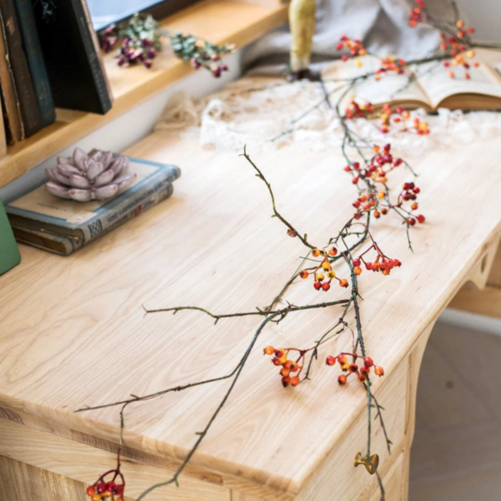 

Wall Decor Simulated Berry Branches Home Flower Orange Iron Wire Garland Rattan Office