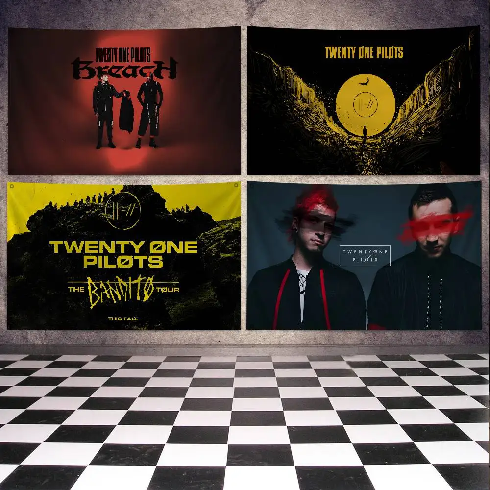 T-Twenty One P-Pilots Flag Banners Four Hole Flag Polyester Outdoor Decor Room Aesthetic