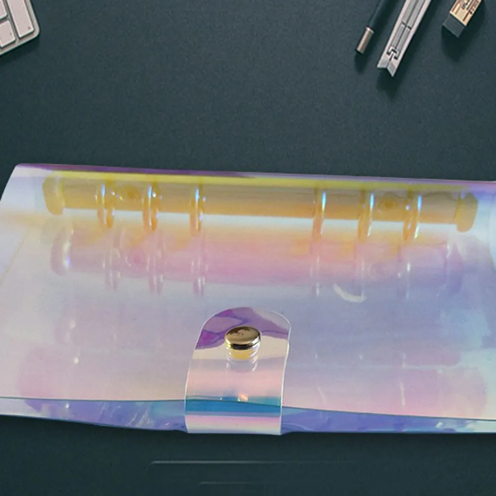 

Colorful PVC File Binder Loose-Leaf Folder Button Fasten Lightweight Portable Office School Transparent File Organizer
