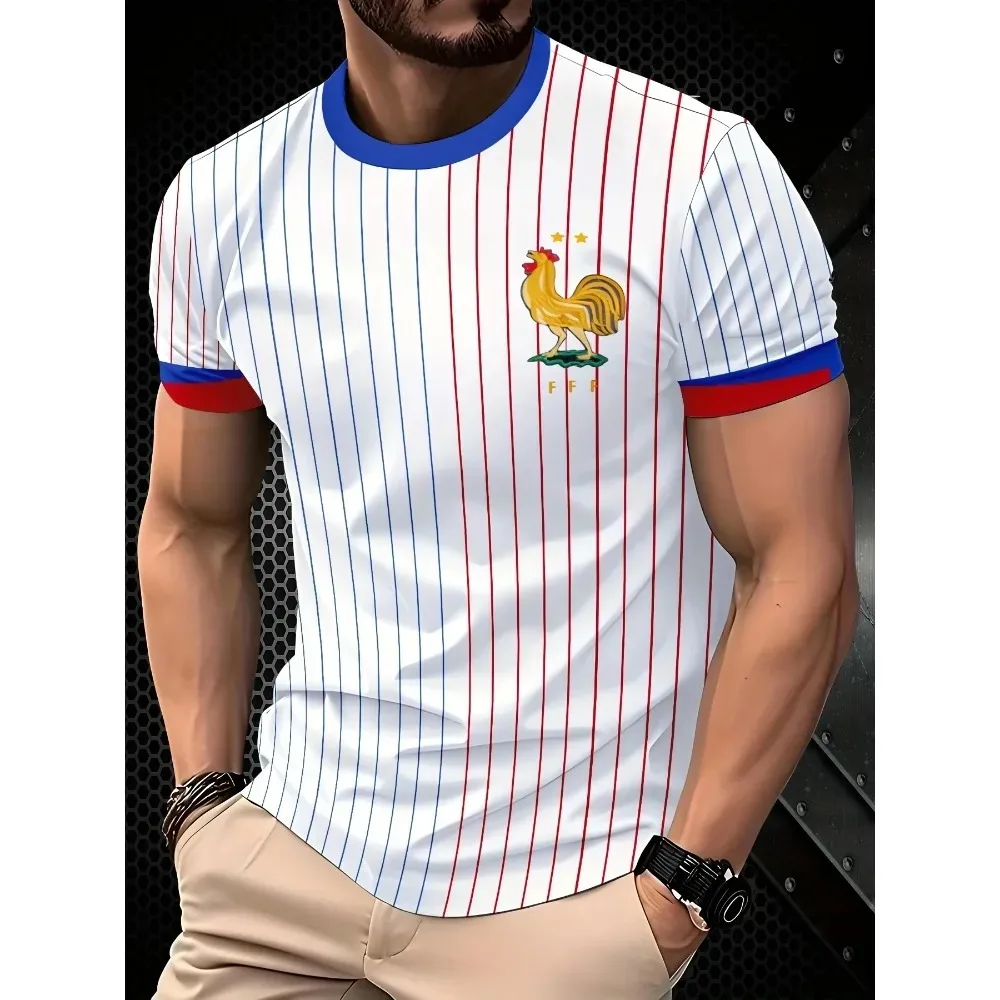 Herren-Trikot im französischen Nationalfußball-Team-Design-Stil, Match-Training, bequem, lässig, Fan-Souvenir, Geschenk, Fußball-Top
