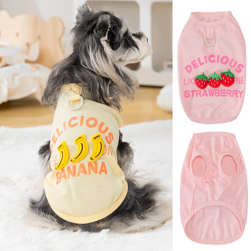 

Sweet Cat Dog Clothes Summer 3D Fruit Decor Mesh&Soft Dog Hoodie Vest For Small Dogs Chihuahua Puppy Sweatshirt Sleeveless Shirt