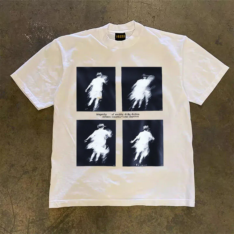 Pure Cotton Double Thread Loose Fit Short Sleeve T-Shirt for Men And Women Breathable Comfortable American Retro Style T-Shirt