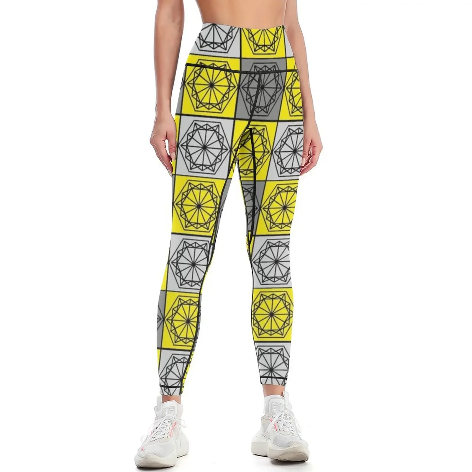 

yellow and gray Pattern Leggings for girls sports for gym sporty woman push up Sports pants for Womens Leggings