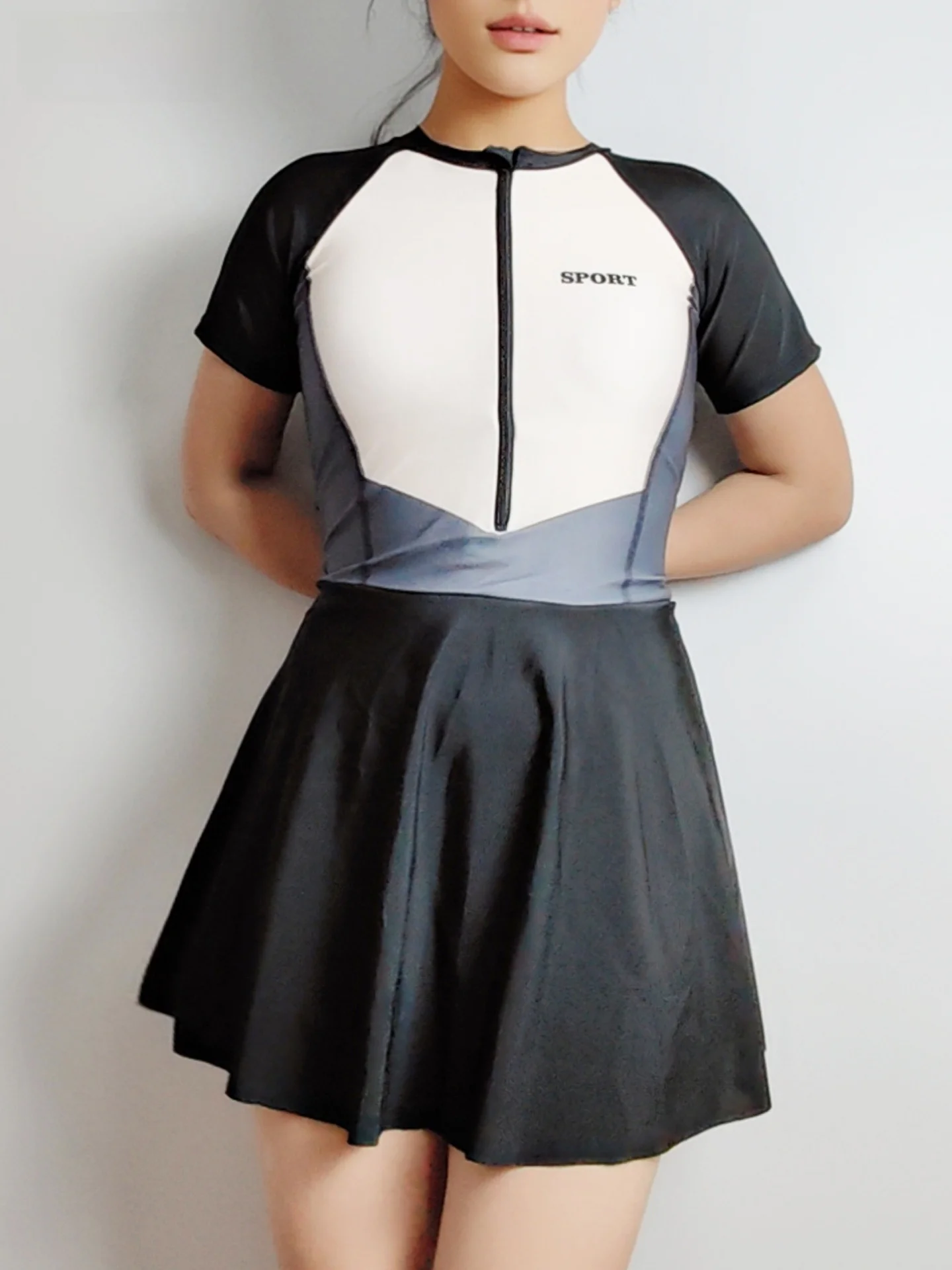 

Conservative plus Size Swimsuit Women's Thermal Spa Swimwear Tummy Covering Slimming High Waist Bikini