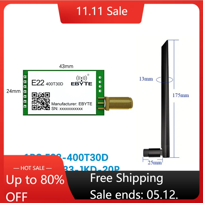 

Беспроводной модуль LoRa 433 МГц 470 МГц 490 МГц CDSENET E22-400T30D 30 дБм 10 км UART RF чип трансивер приемник передатчик