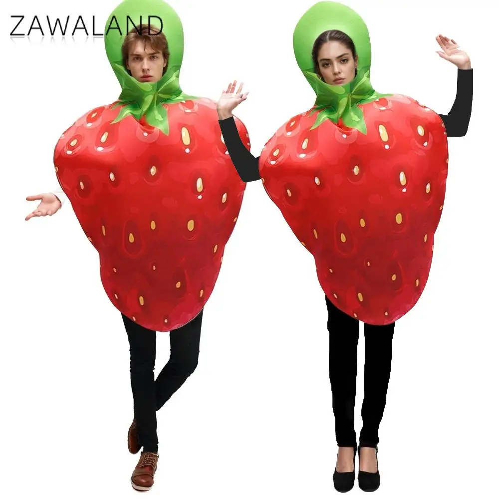 

Zawaland Straberry Fruit Cosplay Costume Carnival Disguise Suit Couple Fancy Valentine's Day Party Clothes Performance Outfit