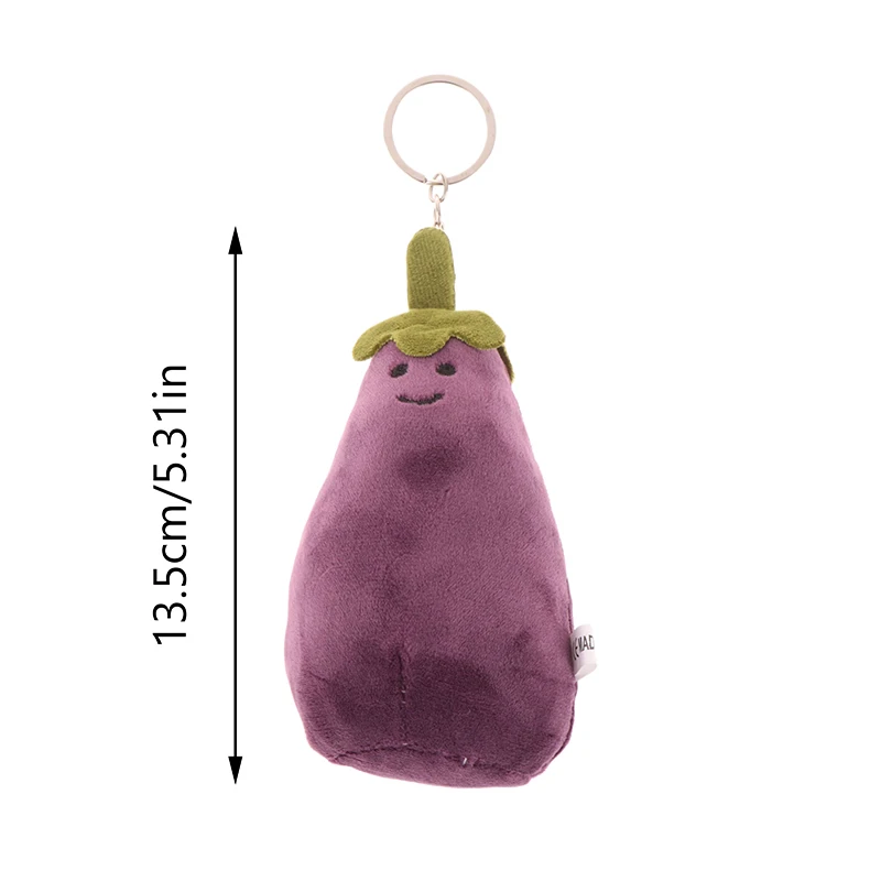 Cute Eggplant Plush Toy Keychain Cartoon Vegetable Soft Stuffed Doll Pendant Car Key Ring Backpack Bag Decor Kid Gift