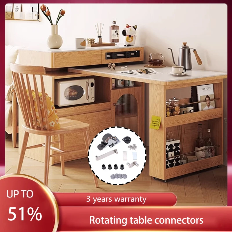 90 Degree Heavy-Duty Small Whirlwind Rotating Desk Hardware Multi-Functional Folding Desktop Dining Table Furniture Connector