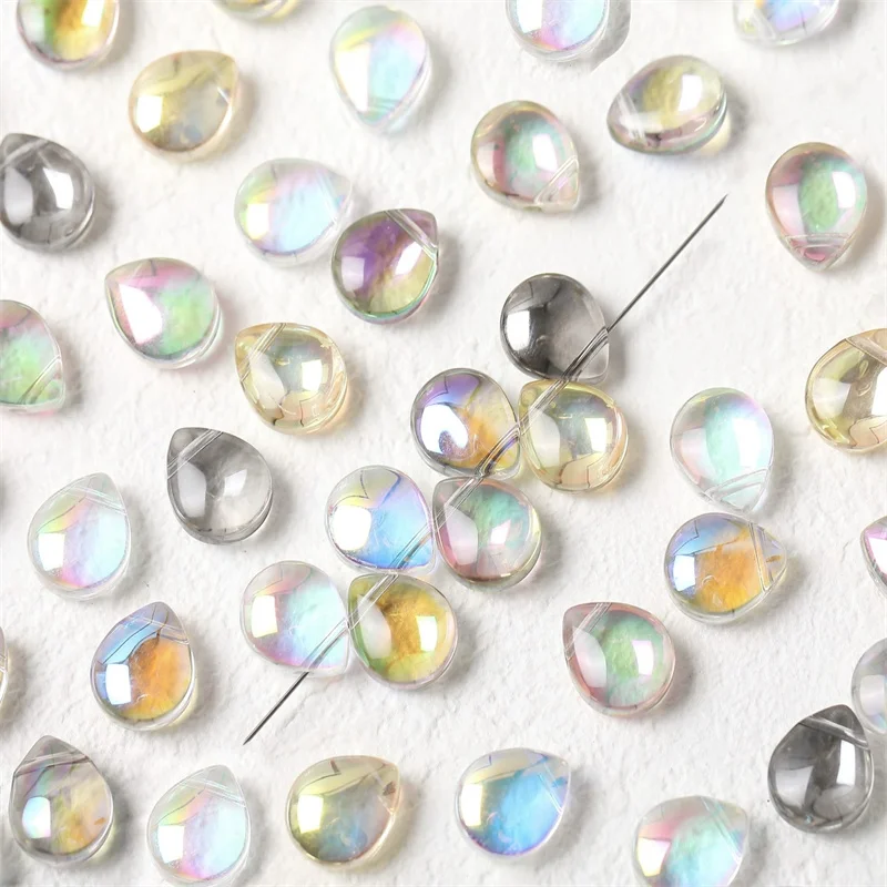 

Wholesale 180pcs/lot color print geometry water drop shape glass beads with hole diy jewelry garment hair accessory