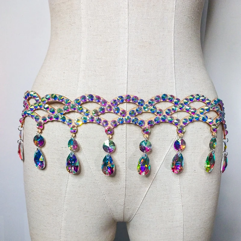 Cadena de cintura para mujer, cinturón de danza del vientre, joyería de baile, accesorios de diamantes de imitación para rendimiento de danza del vientre