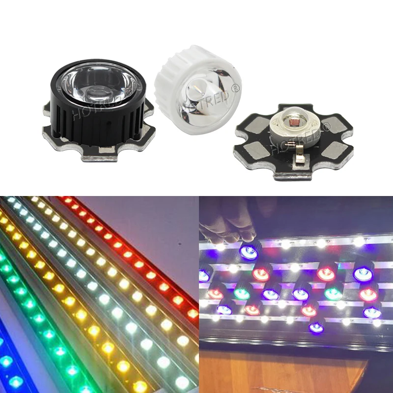 10pcs High Power 1W 3W 5W LED Lens 20MM PMMA Lenses With Two Feet Collimator Bracket 5 15 30 45 60 90 120Degree Black White Hold