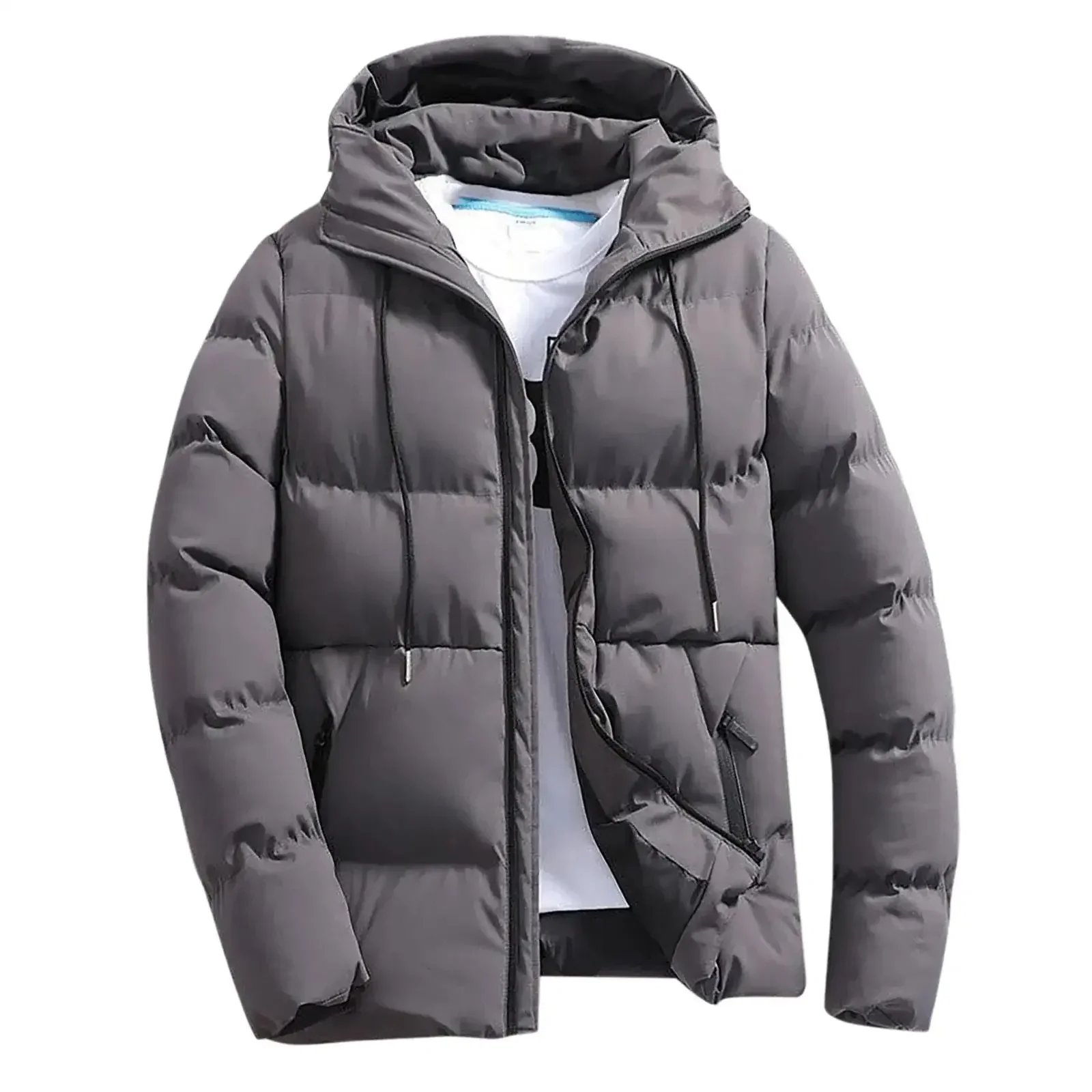 Jaqueta masculina grossa com capuz casual quente parkas negócios outfear inverno fashiontrendy versátil 2024