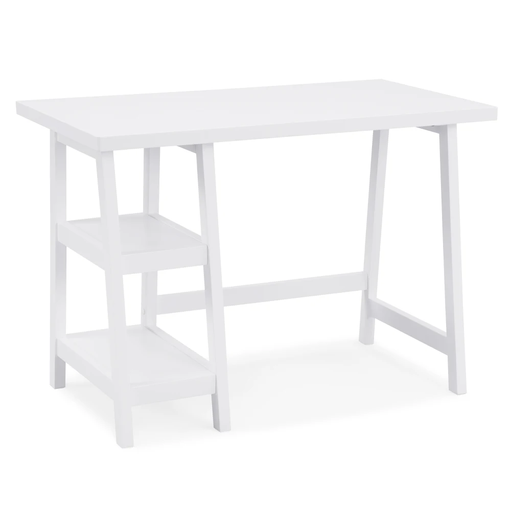 Redina Contemporary Wood Writing Desk with Storage, White