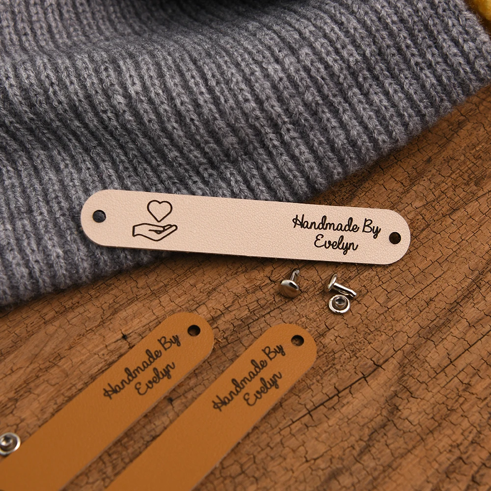 

Custom Leather Tags, Laser Engraved 15x90mm 1mm Eco-Friendly Leather with Free Rivets for DIY Crafts, Clothing & Gifts