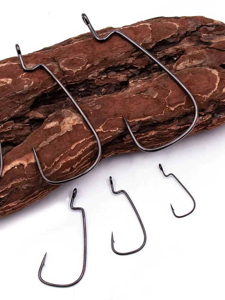 Haczyki FishTrip 50-100 szt. typu Worm Hook, haczyki Crank Hook do miękkich przynęt plastikowych, haczyki offsetowe z wąskim brzuchem do połowu okoni, haczyki Texas Rig — zdjęcie 2