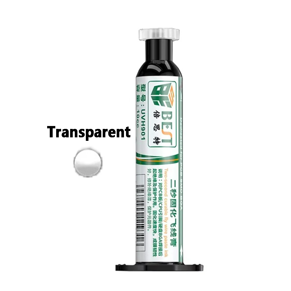UV Sneldrogend Soldeermasker Inkt 10cc Puur Zwart Spuitbuis Snel Uithardend Wit/Transparante Isolatie/Sneldrogend/Soldeermasker
