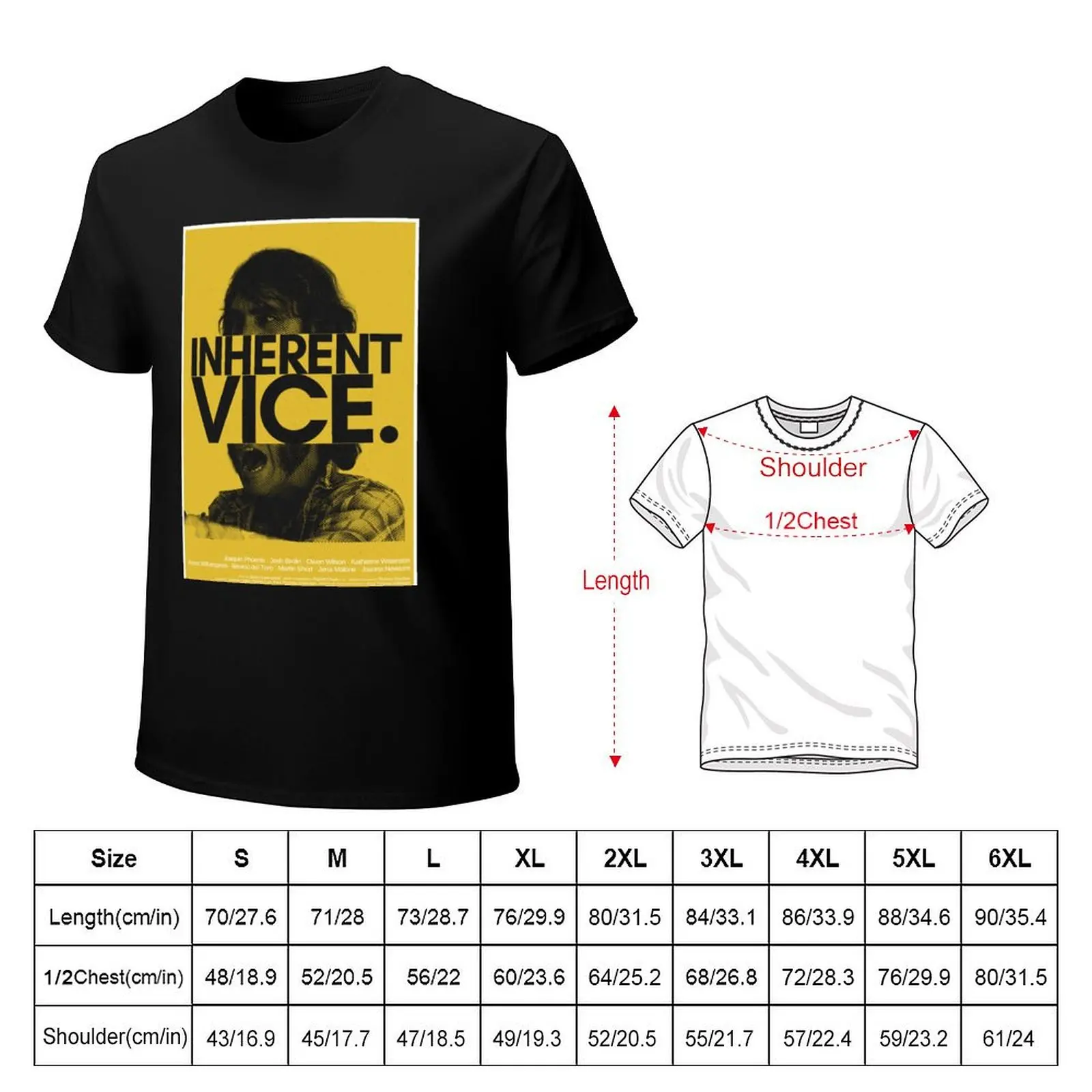 Inherent Vice (2014) - Movie poster design T-Shirt Big Size Short Sleeve Casual Top