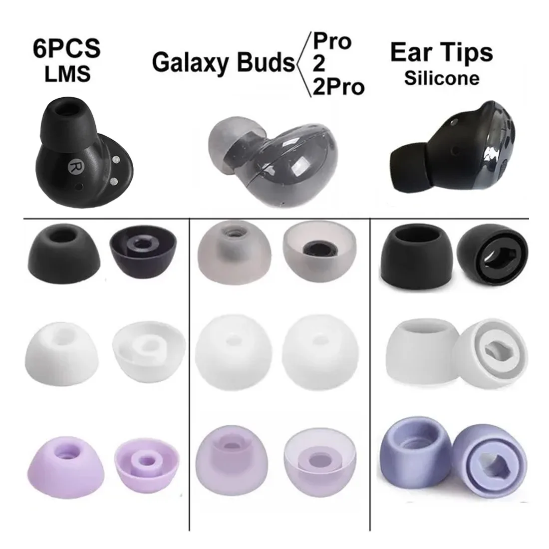 3Pairs Silicone Ear Tips for Samsung Galaxy buds 2 pro Earphone Eartips Earbuds Tips Case Accessory for Galaxy buds 2Pro