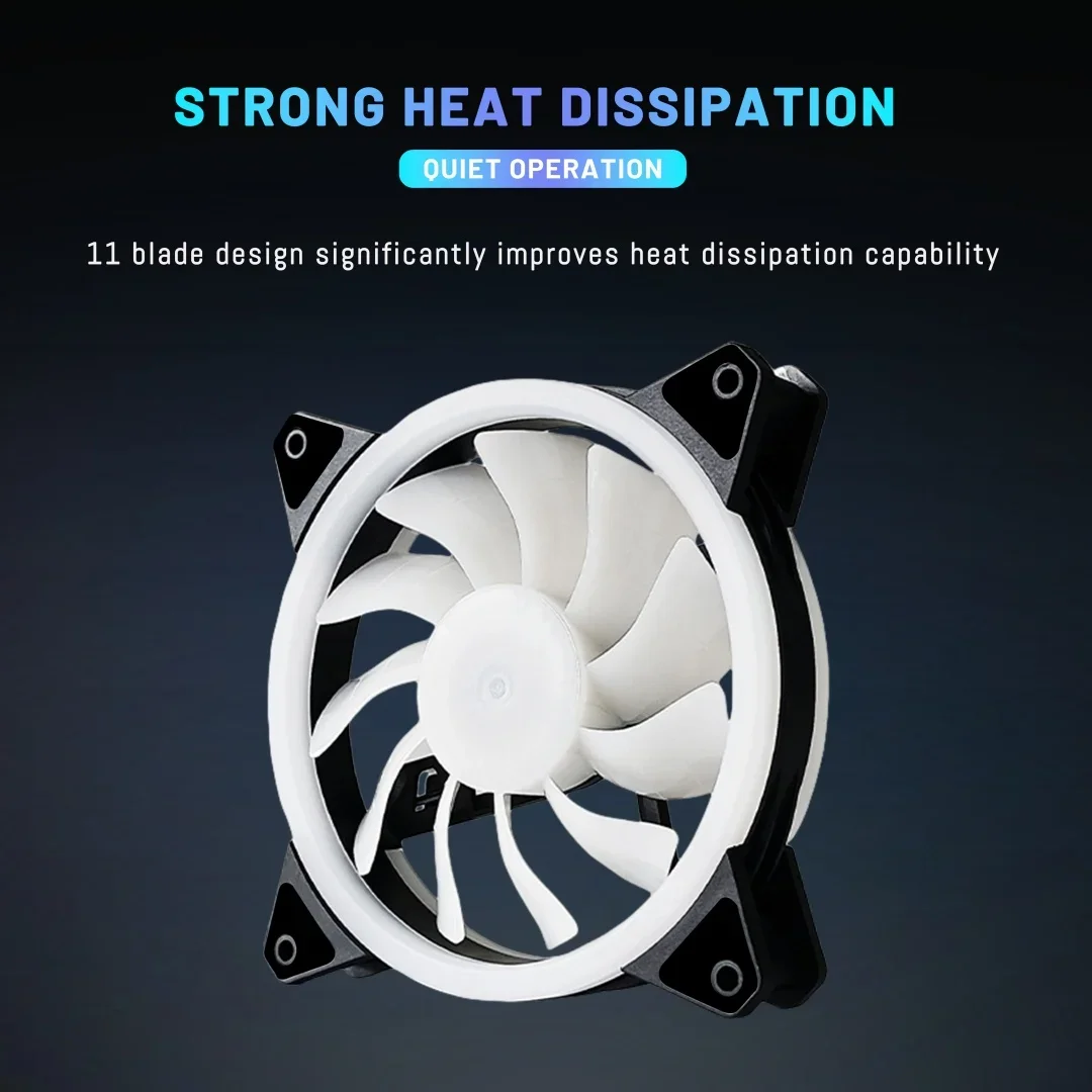 6-pin RGB computer case cooling fan kit, paired with 6-pin cooling fan hub with remote control (battery not included)