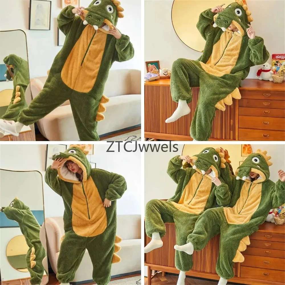 

Плюшевый комбинезон-костюм аллигатора для взрослых, зеленая пижама-динозавр, теплый парный костюм для Хэллоуина, животный комбинезон для вечеринок