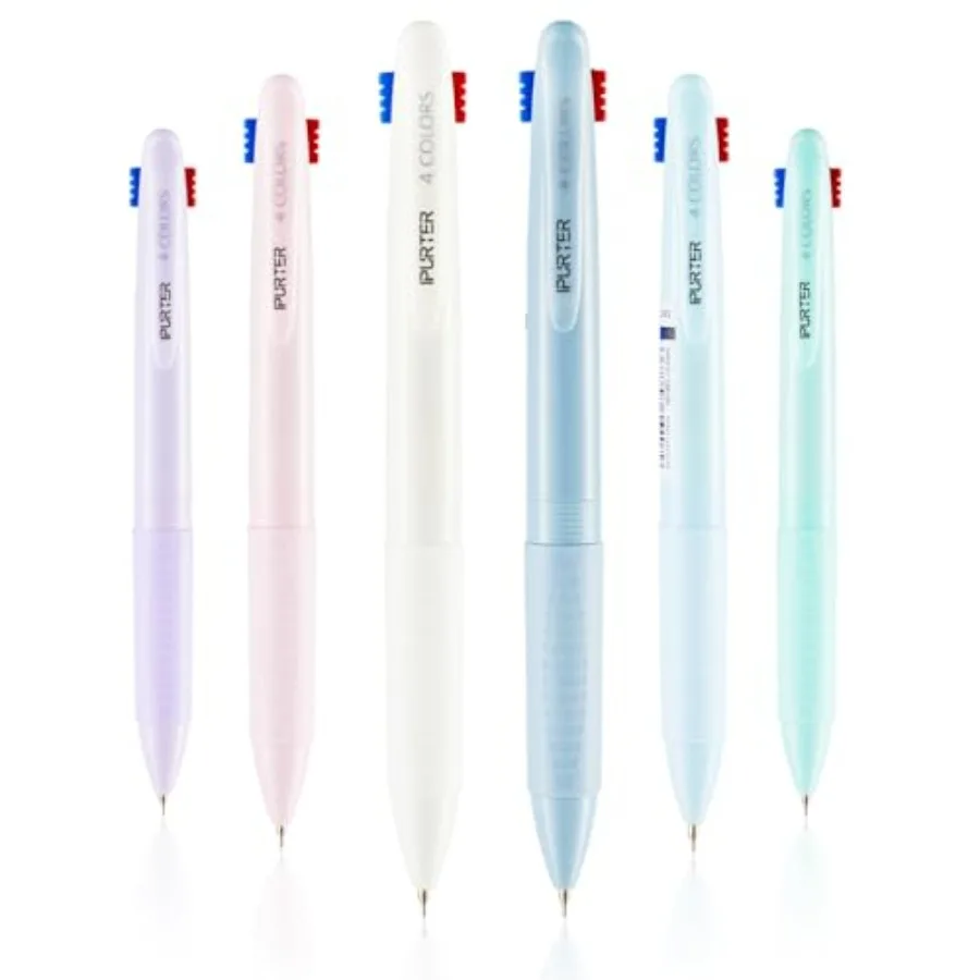 

6 Pack 4in1 Mult Gel Pen Set 0.5mm Fine Point Pastel Rollerball QuickDry Waterproof Ink Soft Grip for Docto Nues School Office