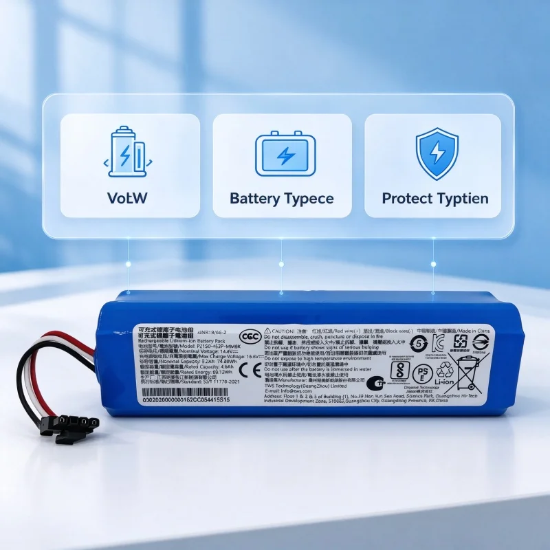 14.4V Li-ion Replacement Battery 5200mAh/6800mAh for Xiaomi Mi Robot Vacuum-Mop 2 Ultra Auto-Empty Robot Mop Accessories
