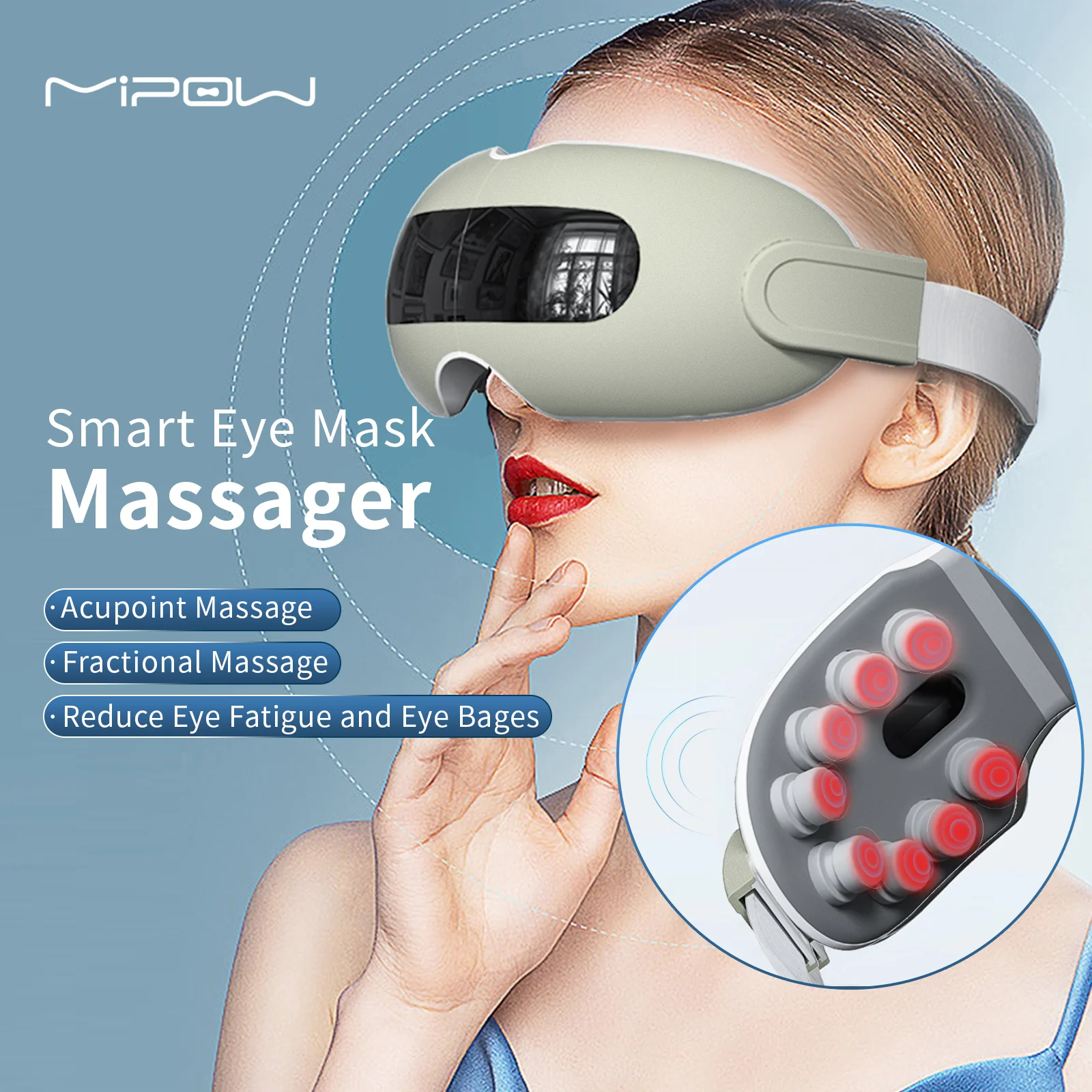 MIPOW 4D Smart Eye Massager Music Vibration Eye Massager Relax Acupressure Relieve Fatigue and Dark Circles Eye Care Instrument