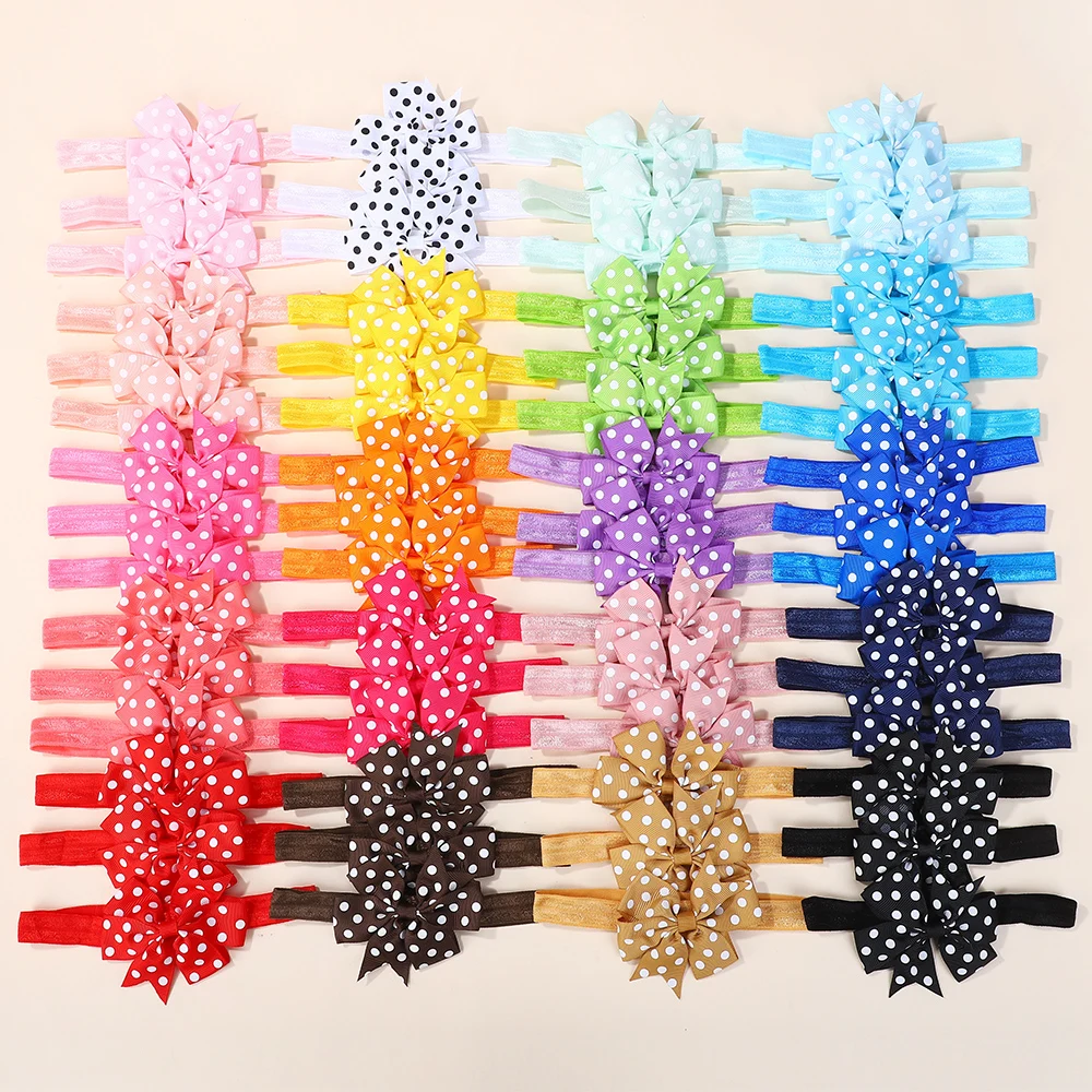 

60Pcs Baby Girl Hair Bands Ribbon Bowknot Sunflower Wave Elastic Headbands Classic Baby Hair Accessories in Random Colors