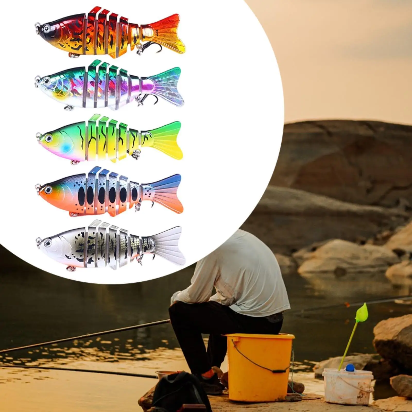 

5x Multi Jointed Swimbaits Fishing Lures Kit Equipment Lifelike Lake Men Freshwater Professional Artificial Lures