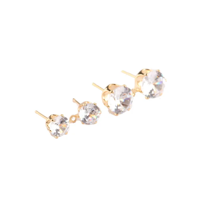 2pcs Copper-plated Gold Color Crystal Zircon Earrings With Hanging Earpins Diy Handmade Earrings Jewelry Materials Accessories