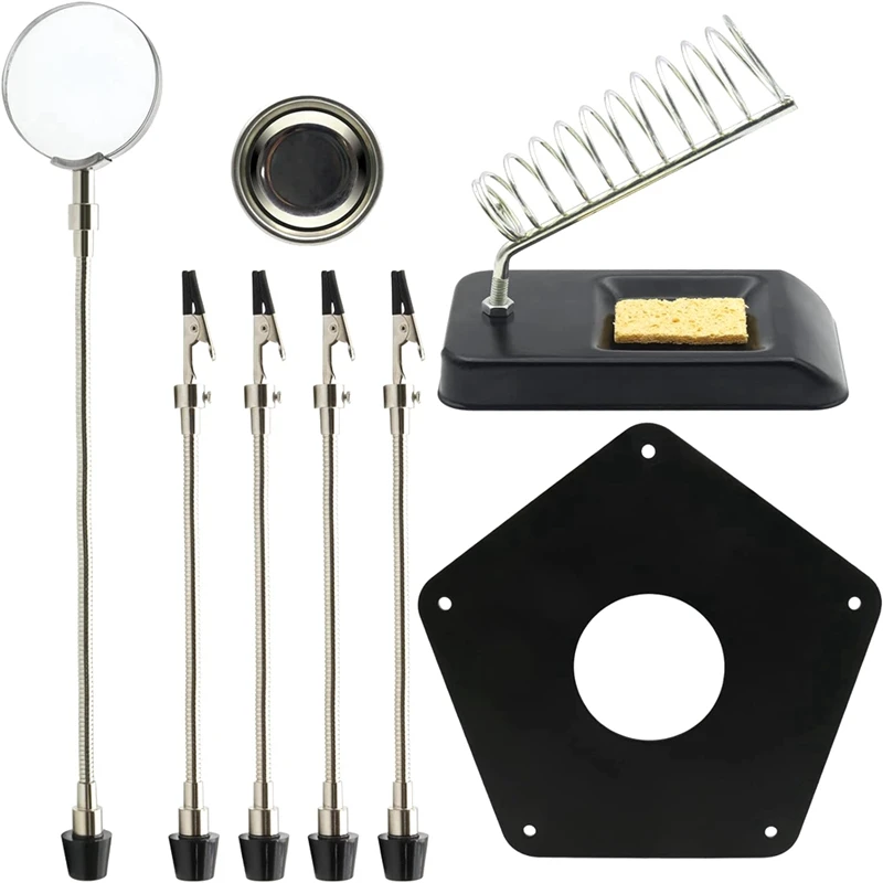 Soldering Third Hand Soldering Tool PCB Holder With Soldering Iron Stand, Metal Base Flexible Metal Arms For Soldering