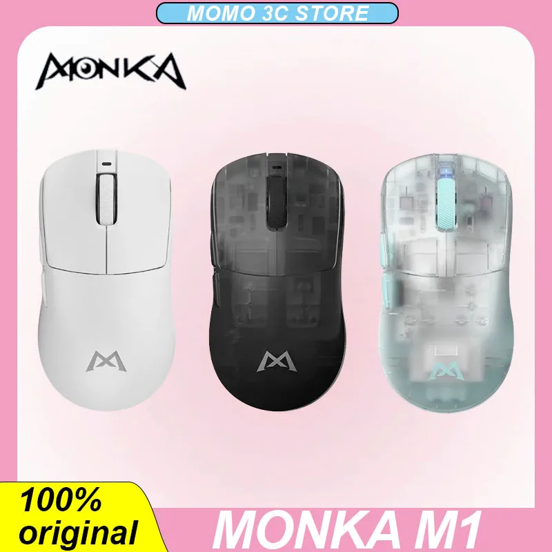 

Monka M1 Mouse 3mode Wireless Buletooth PAW3395 Long Endurance Ergonomics Lightweight 26000DPI PC Gaming Esports Mouse Accessory